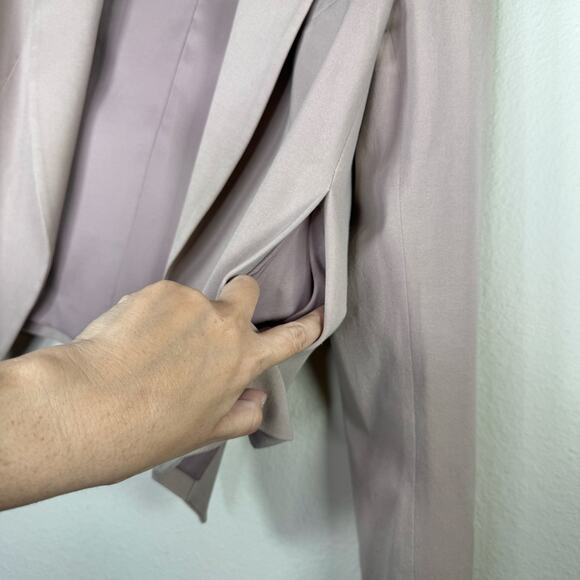 Theory Open Front Cropped Long Sleeve Work Office Blazer Jacket Pink 10 - Picture 4 of 12